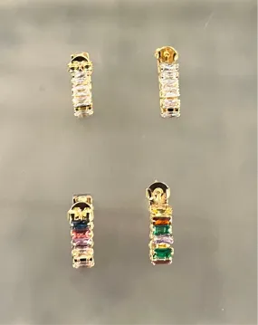 18k Gold Filled CZ Baguette Earrings