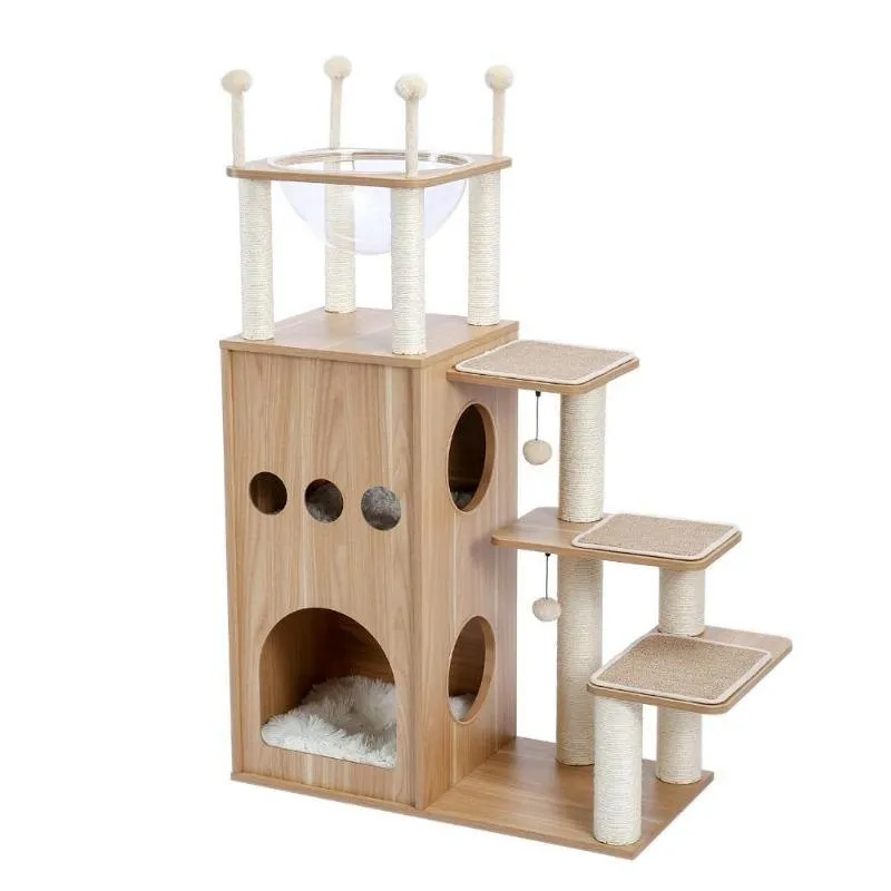 4 Level Cat Tree Tower Indoor House Sisal-Covered Scratching Post Cat Furniture