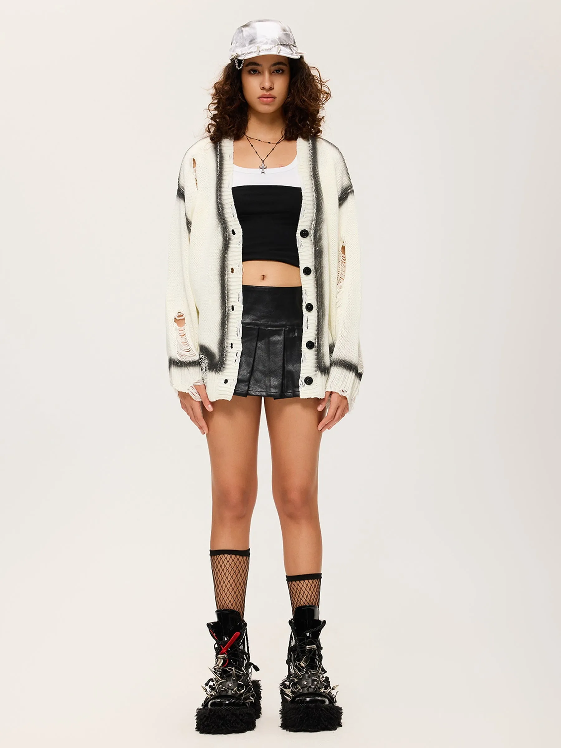 Aelfric Eden Distressed Print Cardigan