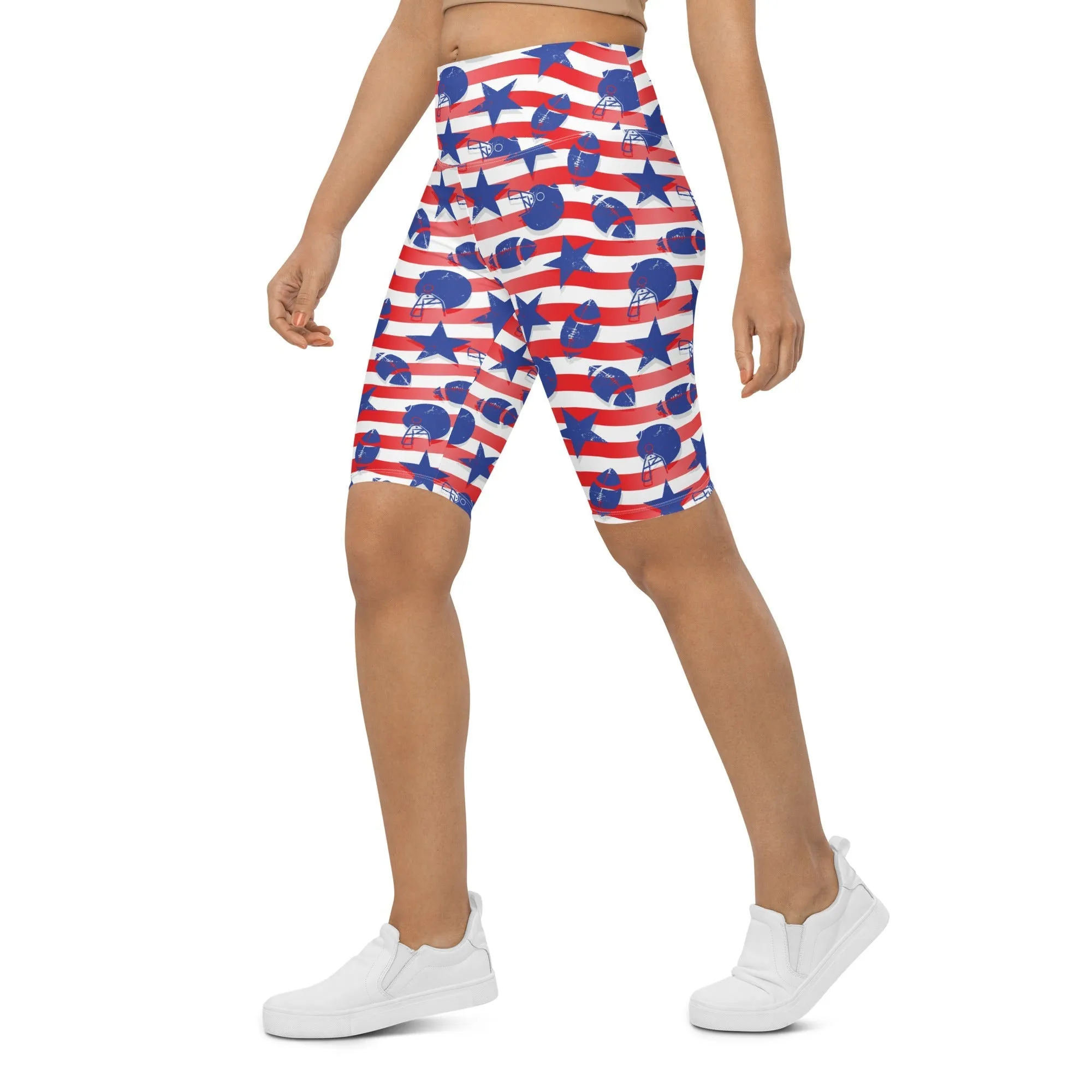 American Football Pattern Biker Shorts