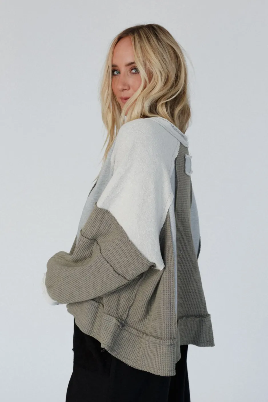 Ashley Color Block Top - Gray