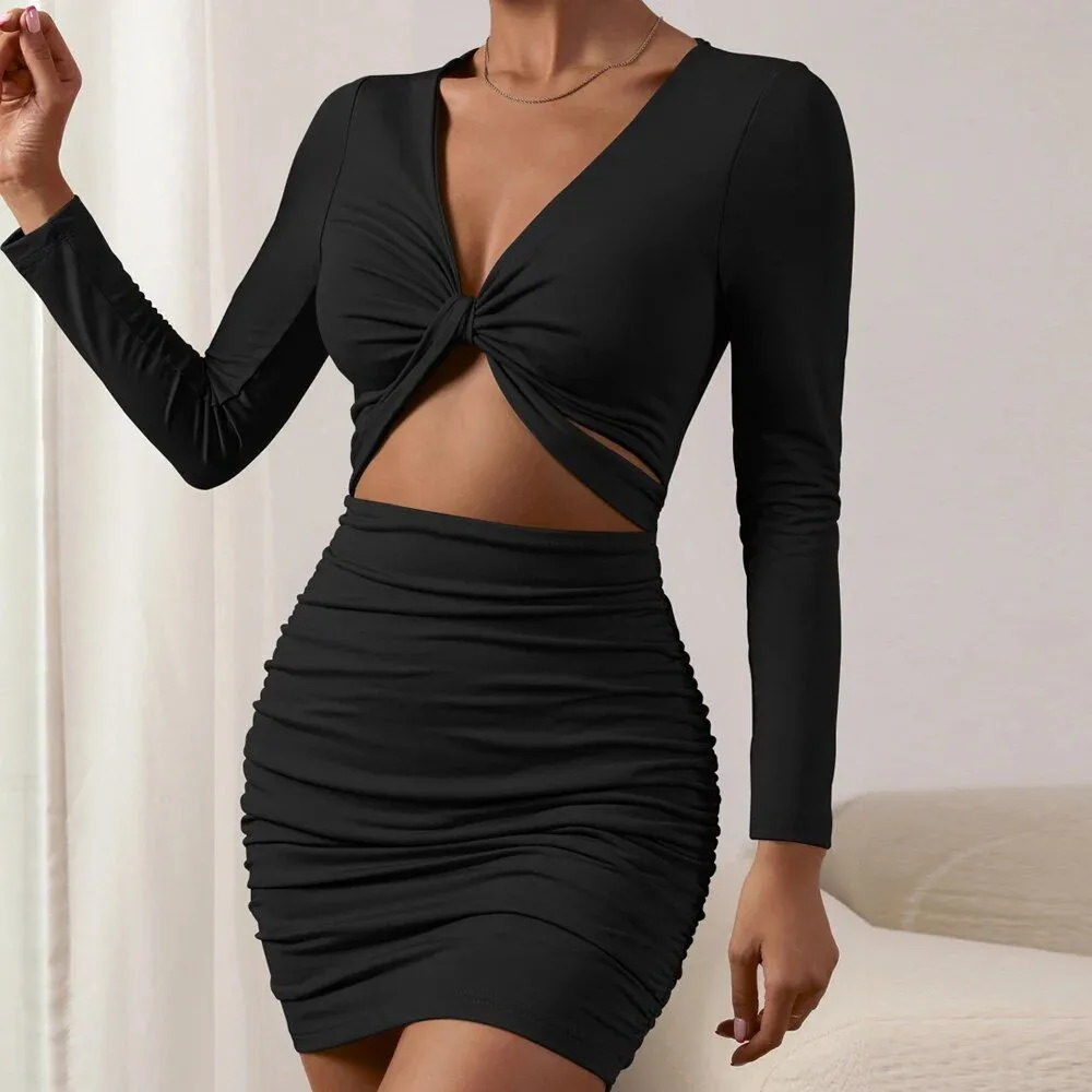 Autumn Ruffle Bodycon Mini Dress