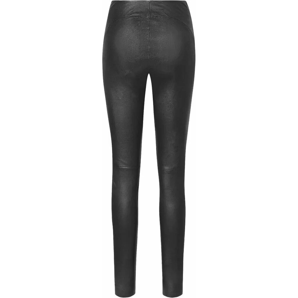 Aya HW stretch leather leggings / 50180 - Dark grey
