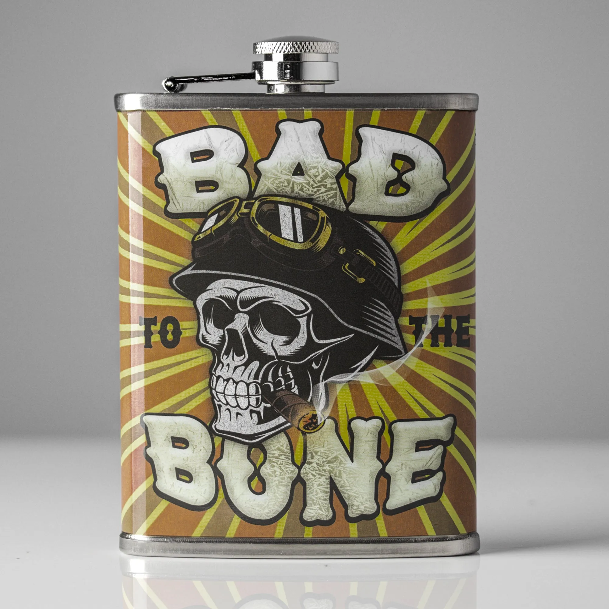 Bad to the Bone Stainless Steel 8 oz Liquor Flask