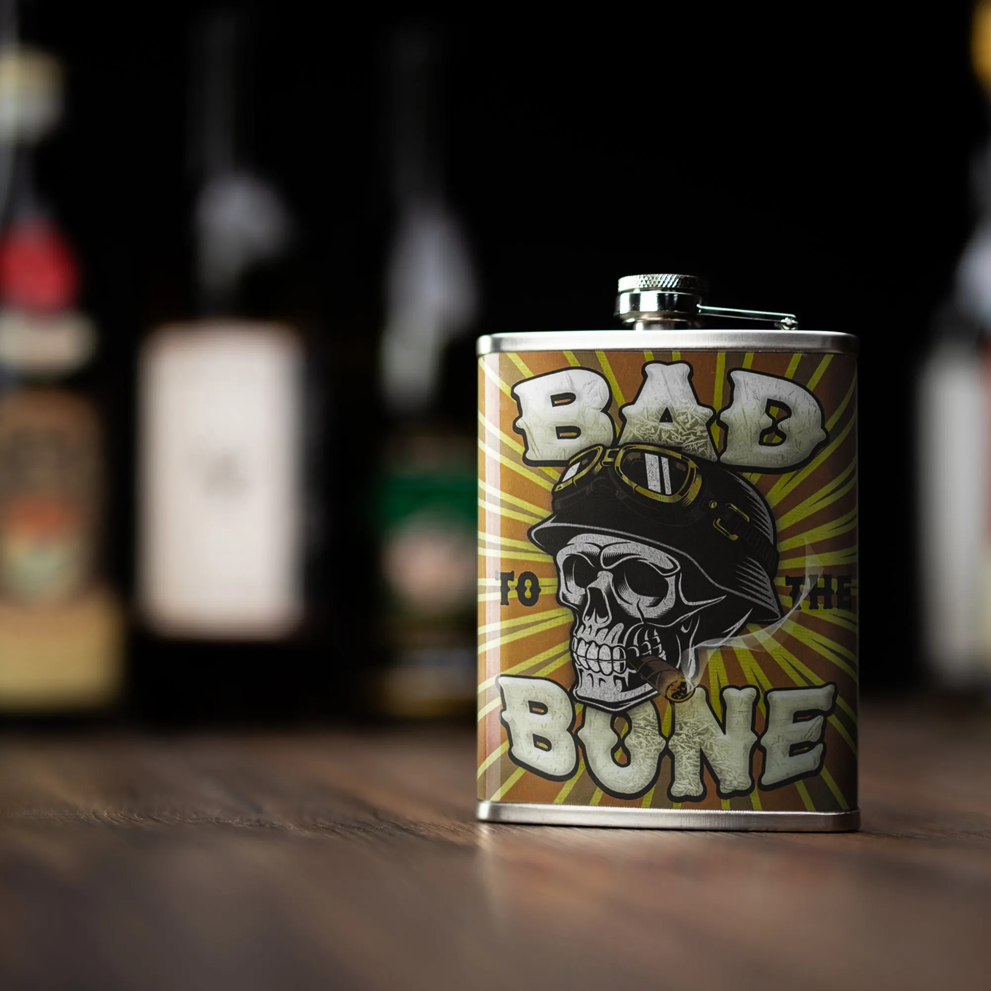Bad to the Bone Stainless Steel 8 oz Liquor Flask