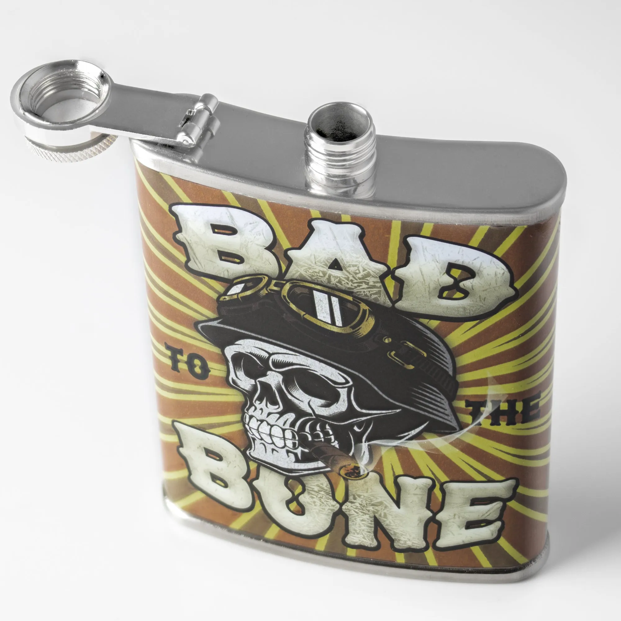 Bad to the Bone Stainless Steel 8 oz Liquor Flask