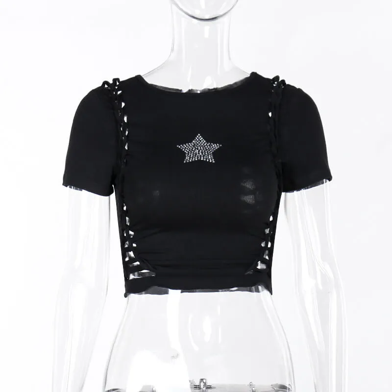 Black Diamond Star Side Cutout T-Shirt