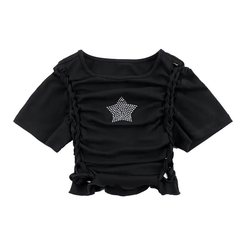 Black Diamond Star Side Cutout T-Shirt