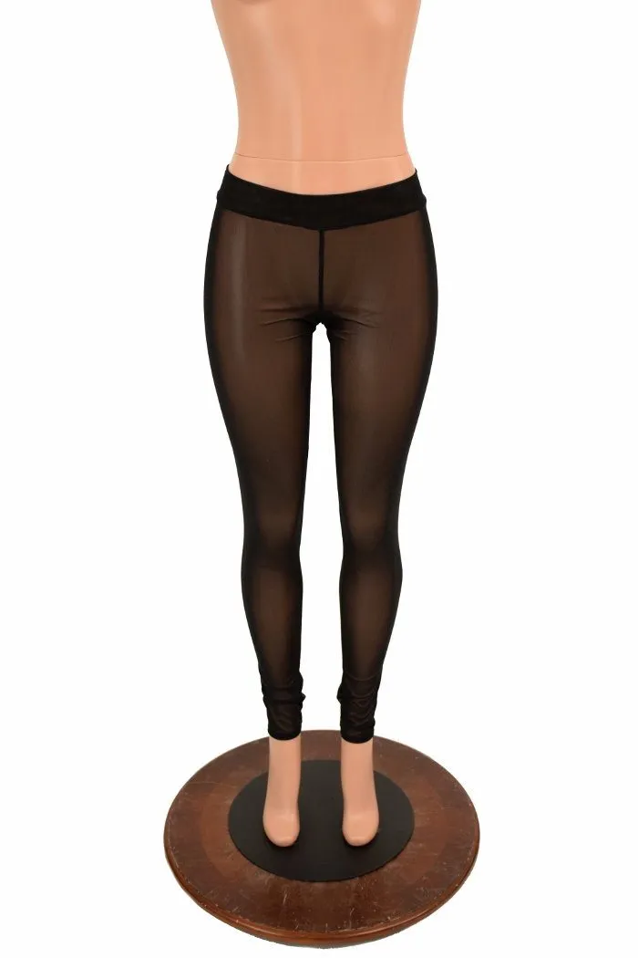 Black Mesh Midrise Leggings