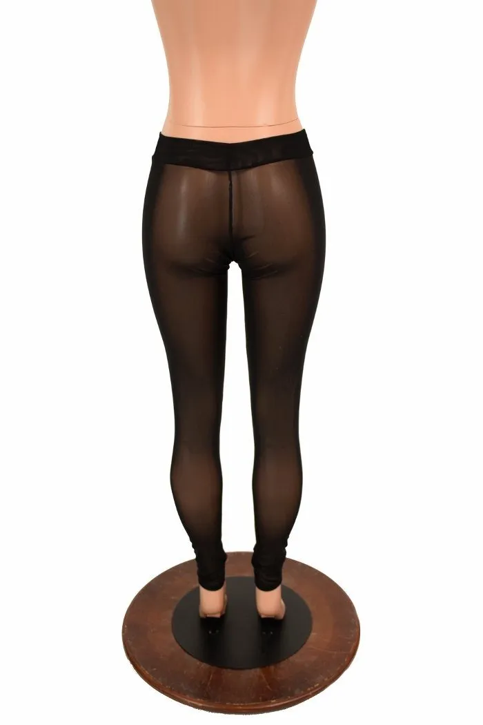 Black Mesh Midrise Leggings