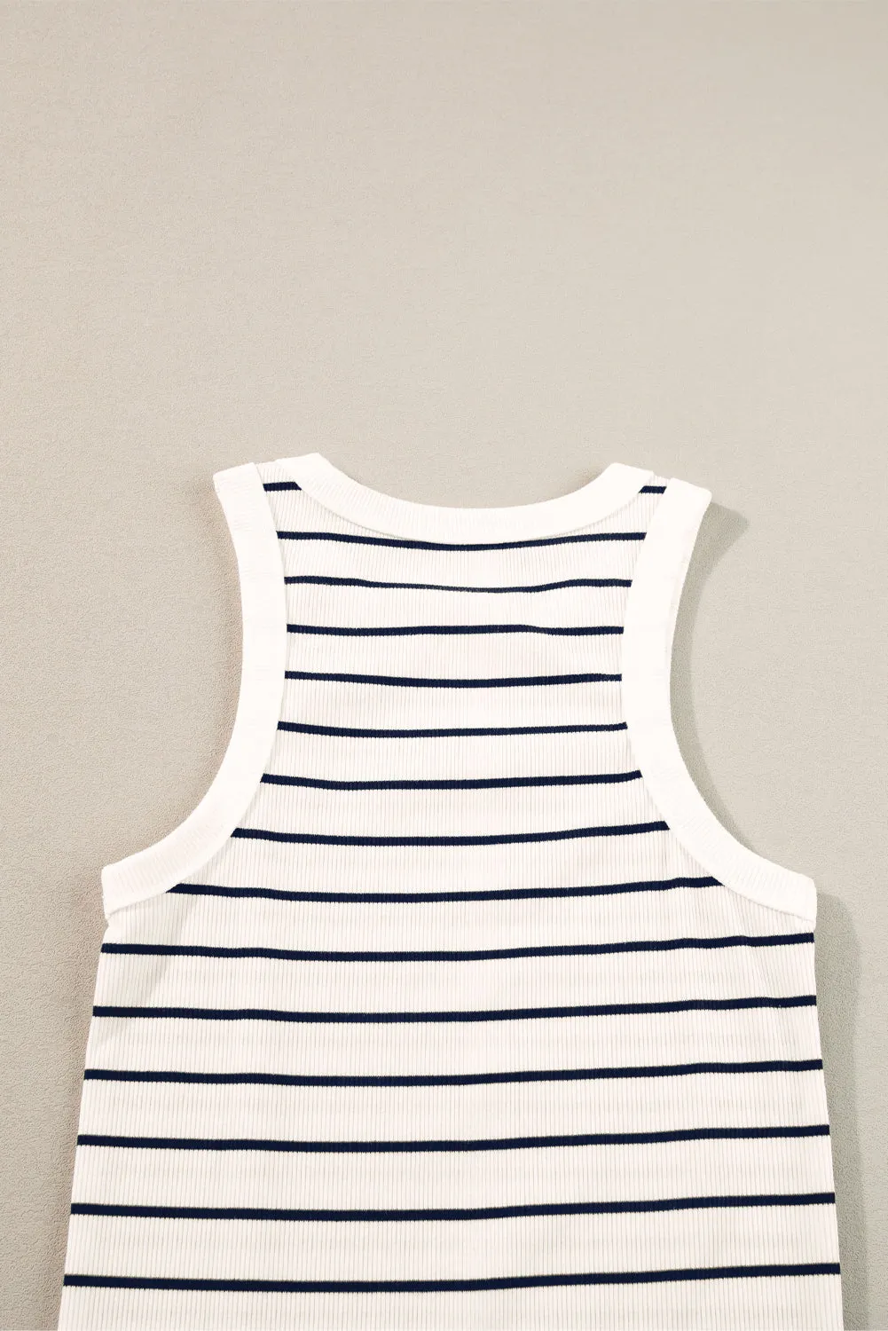 Black Stripe Ribbed Knit Tank Mini Dress