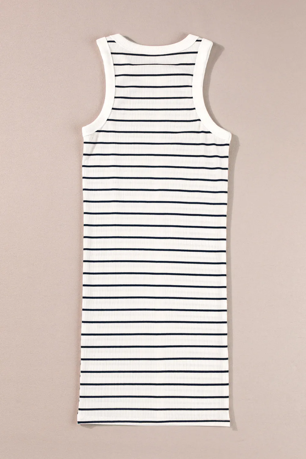 Black Stripe Ribbed Knit Tank Mini Dress