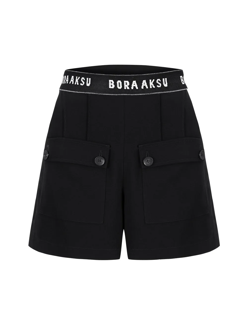 BORA AKSU Triacetate Patch Pocket Decoration Versatile Black Slim Shorts