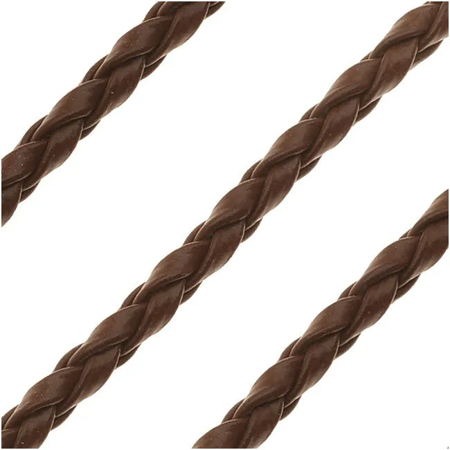Braided Faux Leather Cord 3.5mm - Brown - Pack of 1 Meter