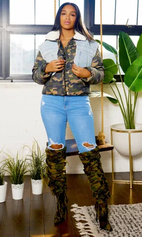 Camo-Denim  Wonder Puffer Jacket FINAL SALE