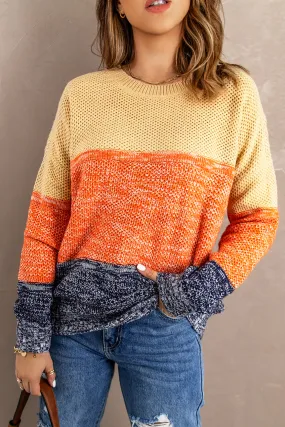 Colorblock Textured Pullover Sweater
