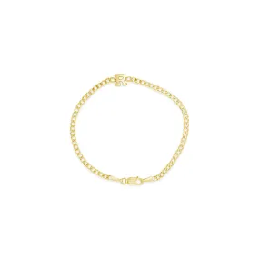 Curb Chain and Gold Initial Bracelet