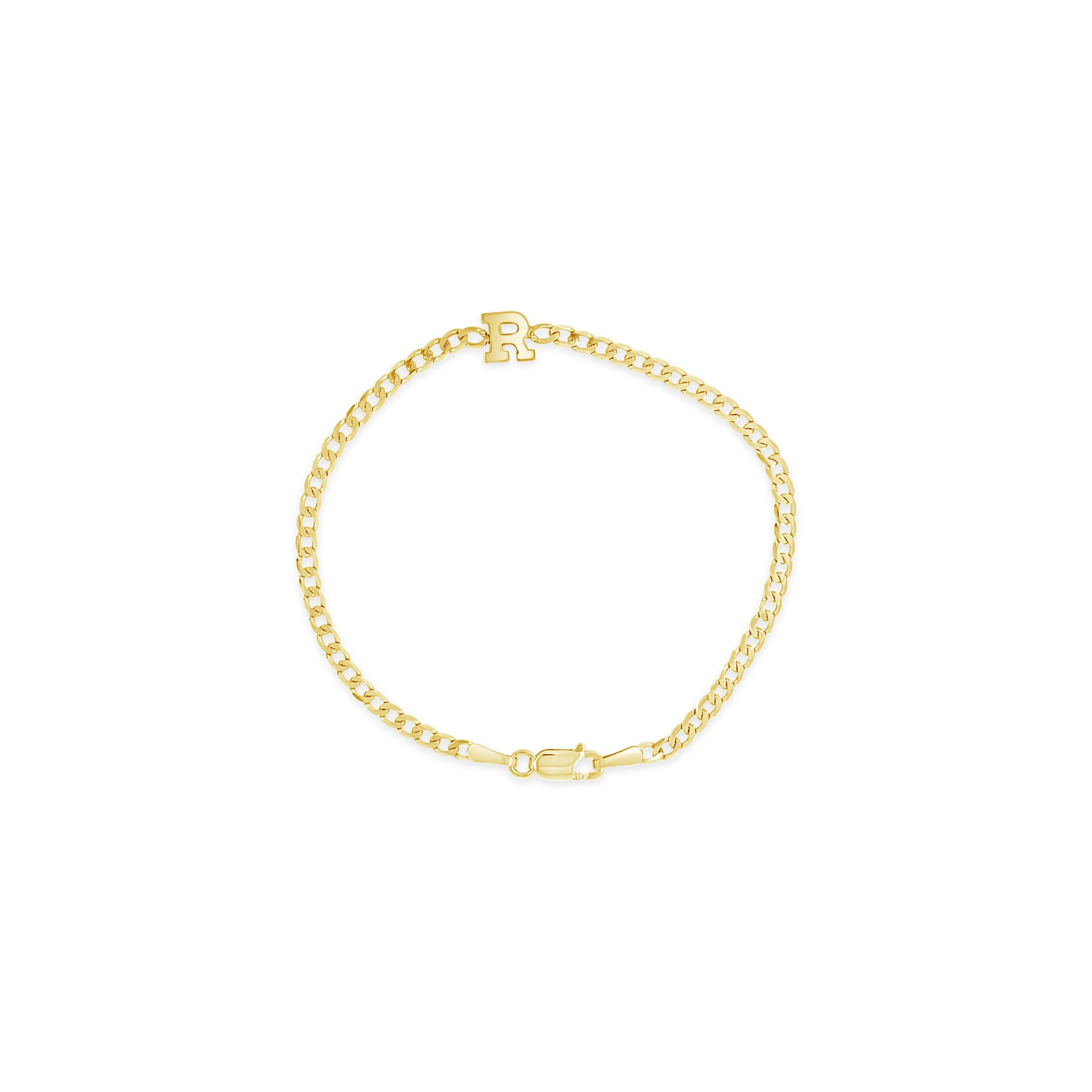 Curb Chain and Gold Initial Bracelet