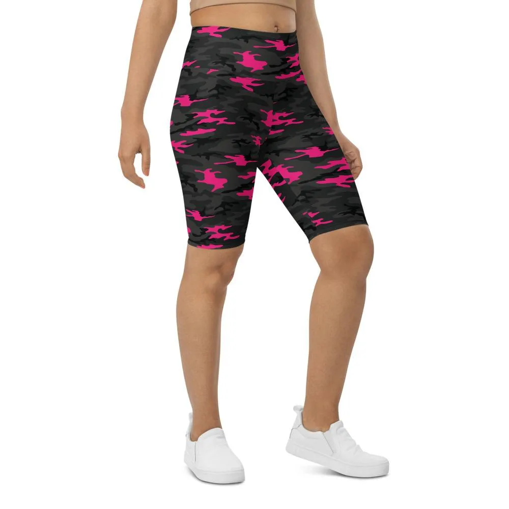 Dark Pink Camo Bike Shorts