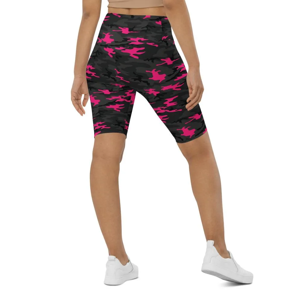 Dark Pink Camo Bike Shorts
