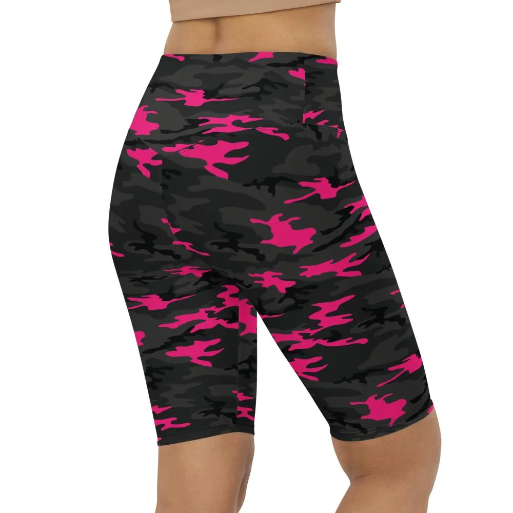 Dark Pink Camo Bike Shorts