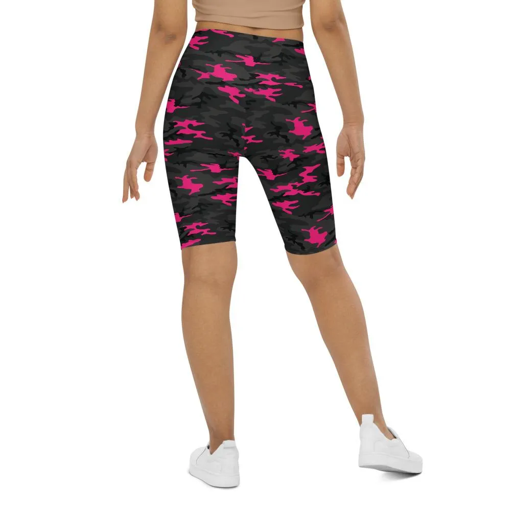 Dark Pink Camo Bike Shorts