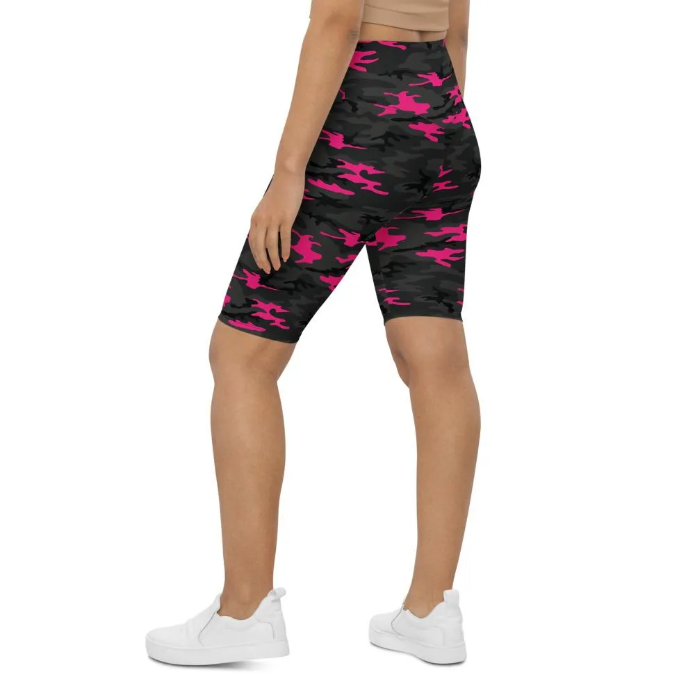 Dark Pink Camo Bike Shorts