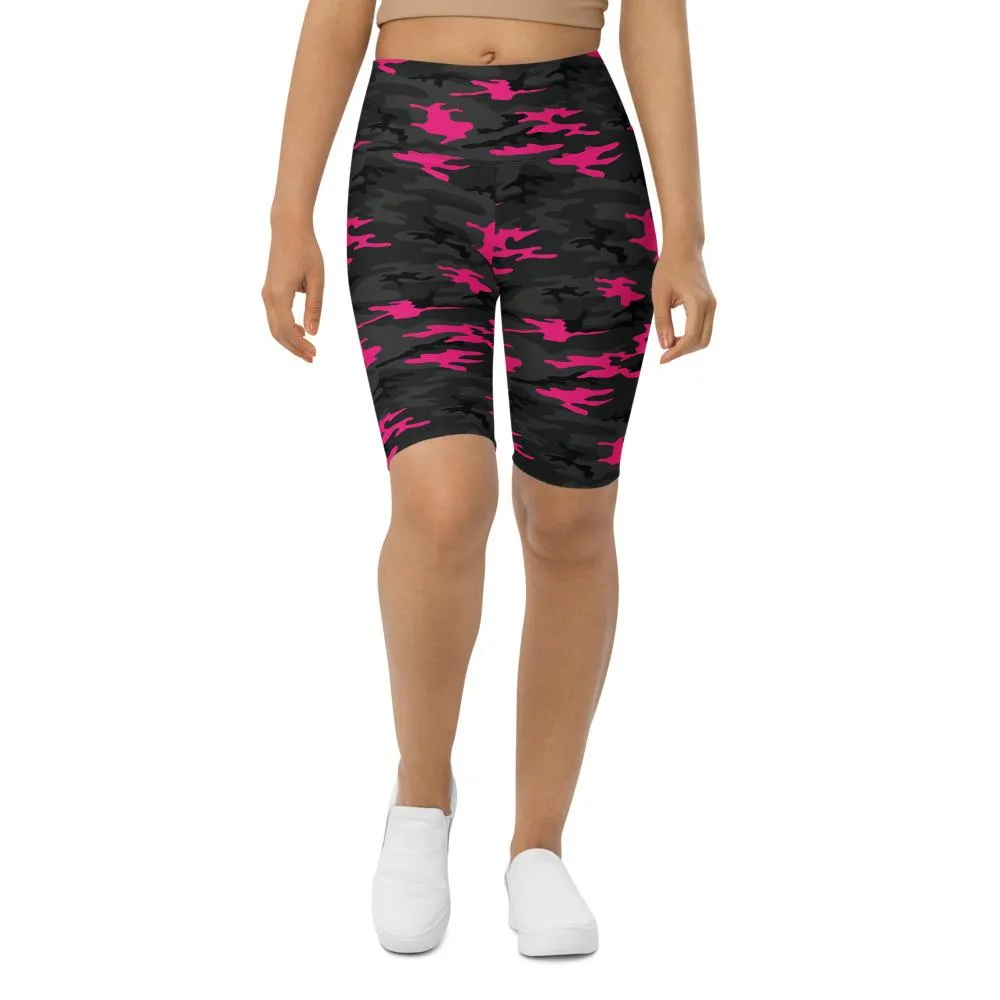 Dark Pink Camo Bike Shorts