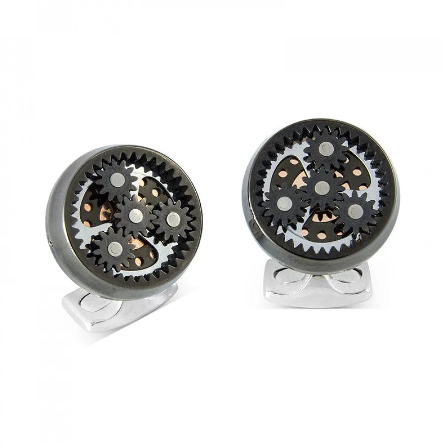 Deakin & Francis Sun & Planet Gear Cufflinks – Gunmetal Black