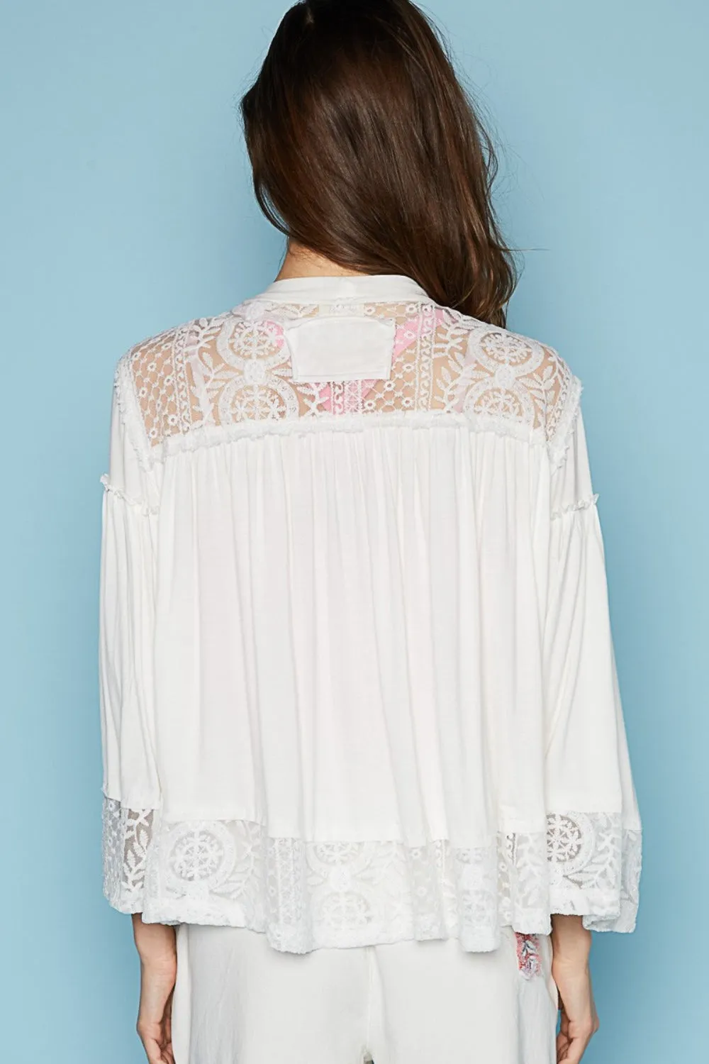 Dorothy -  Open Front Lace Detail Cardigan - Ivory - Exclusively Online