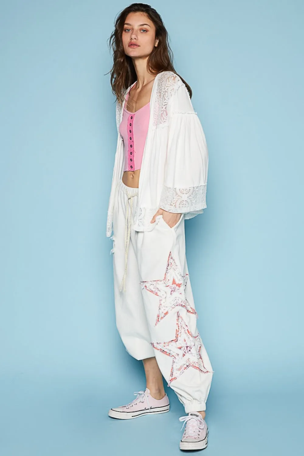 Dorothy -  Open Front Lace Detail Cardigan - Ivory - Exclusively Online