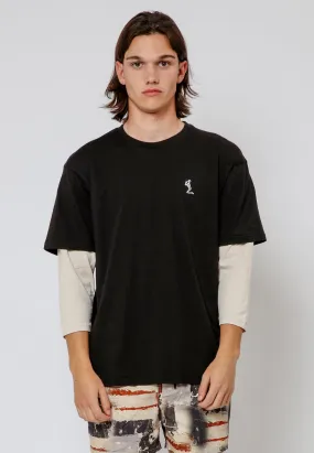 DOUBLE SLEEVE T-SHIRT BLACK & STONE