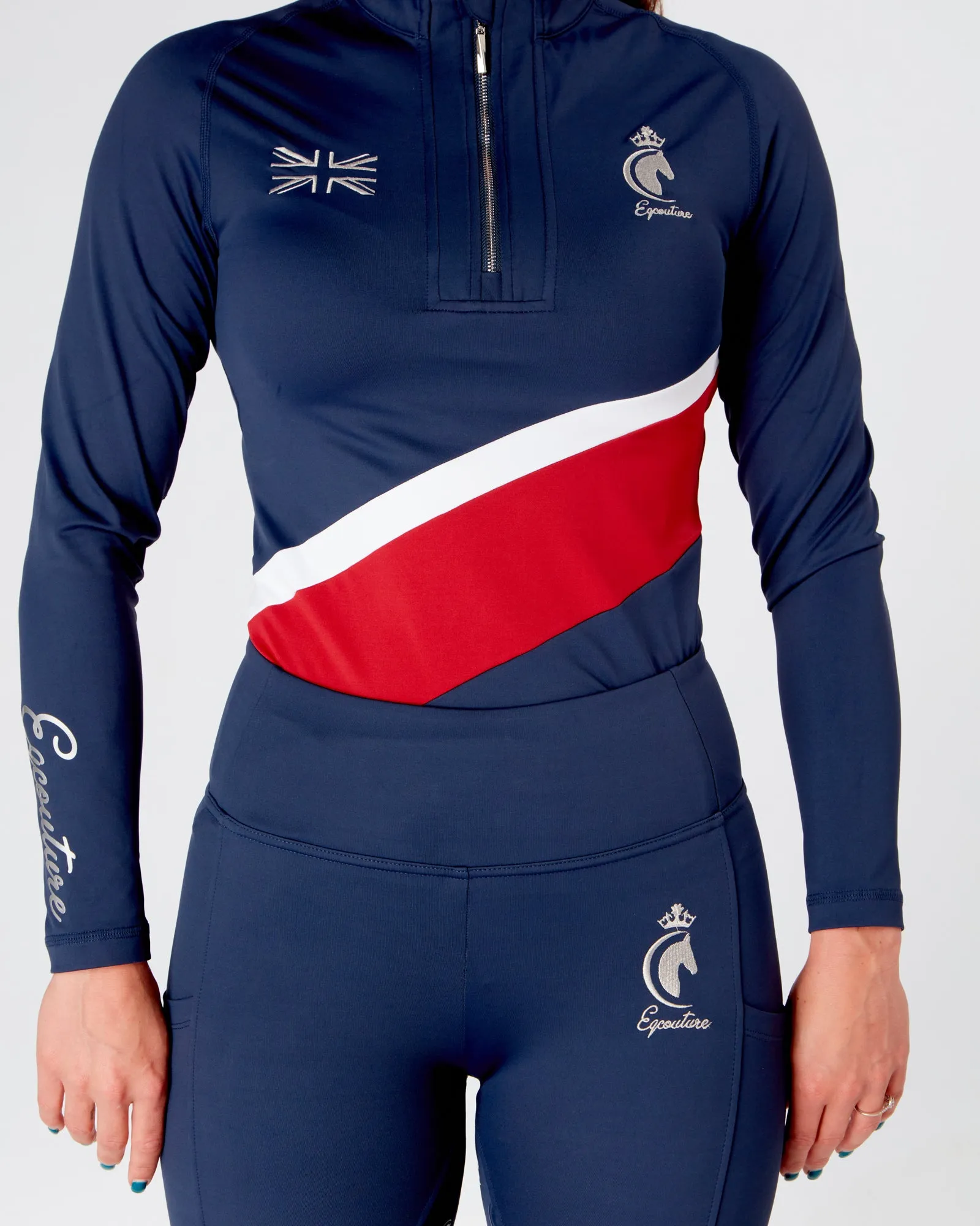 EQC TEAM Equestrian Technical Base Layer - NAVY/RED/WHITE