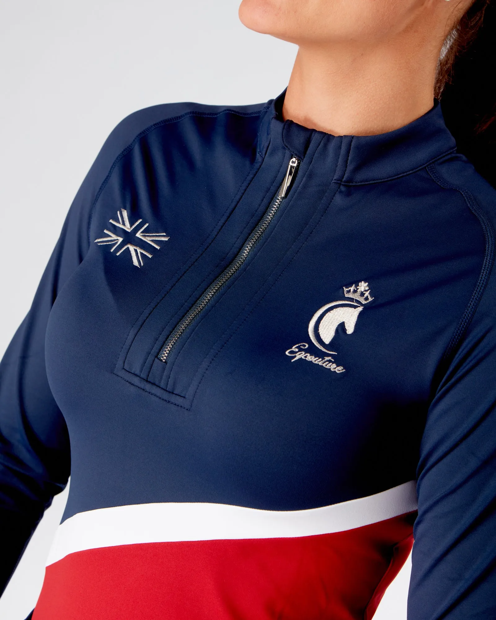 EQC TEAM Equestrian Technical Base Layer - NAVY/RED/WHITE