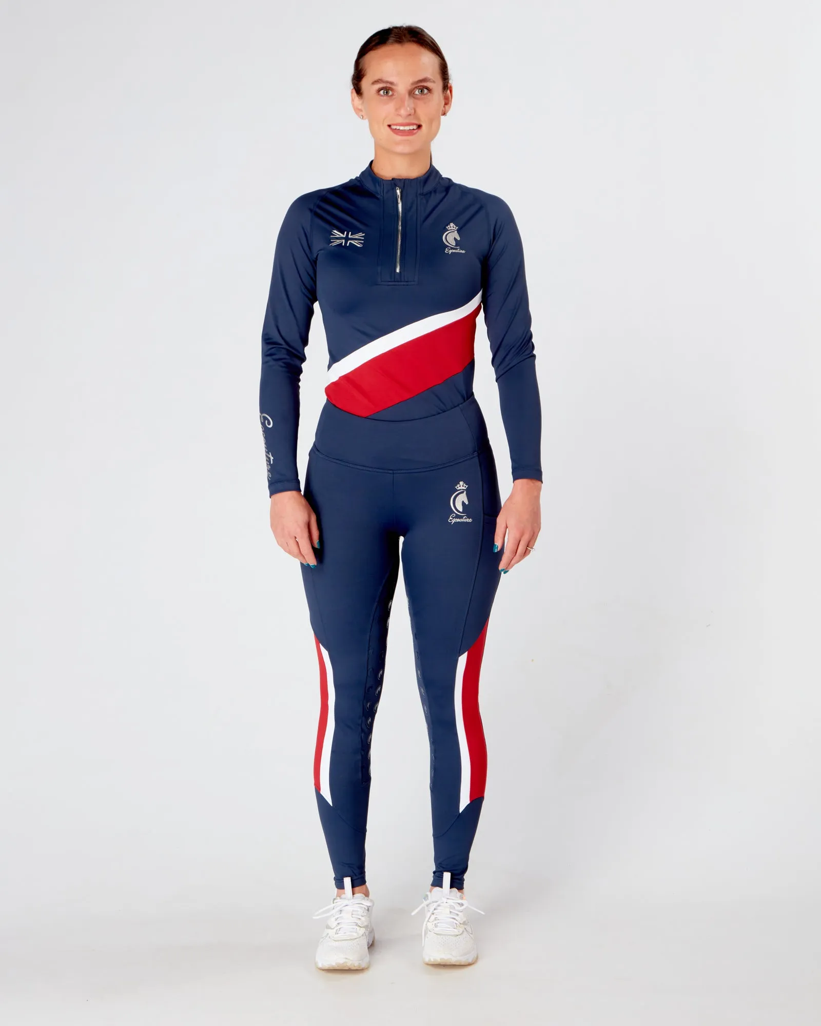 EQC TEAM Equestrian Technical Base Layer - NAVY/RED/WHITE