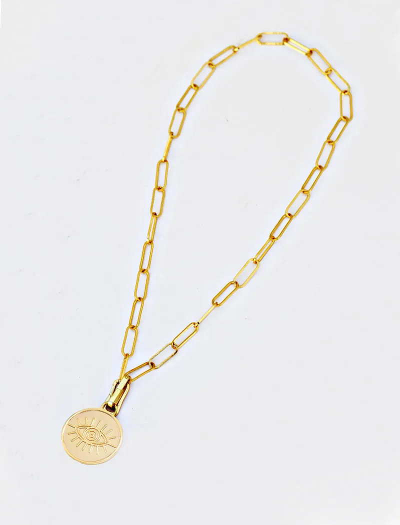 EVIL EYE Charm Coin Pendant Necklace