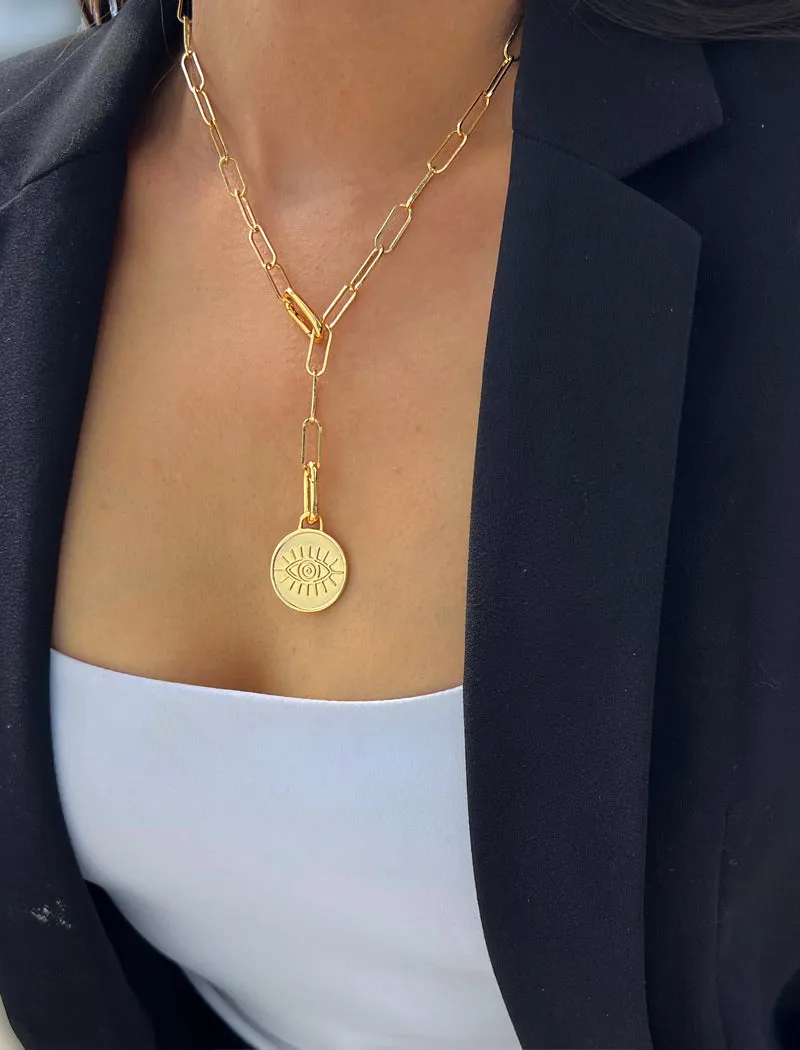 EVIL EYE Charm Coin Pendant Necklace