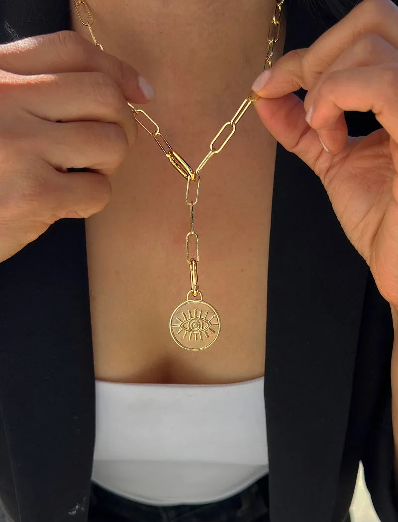 EVIL EYE Charm Coin Pendant Necklace