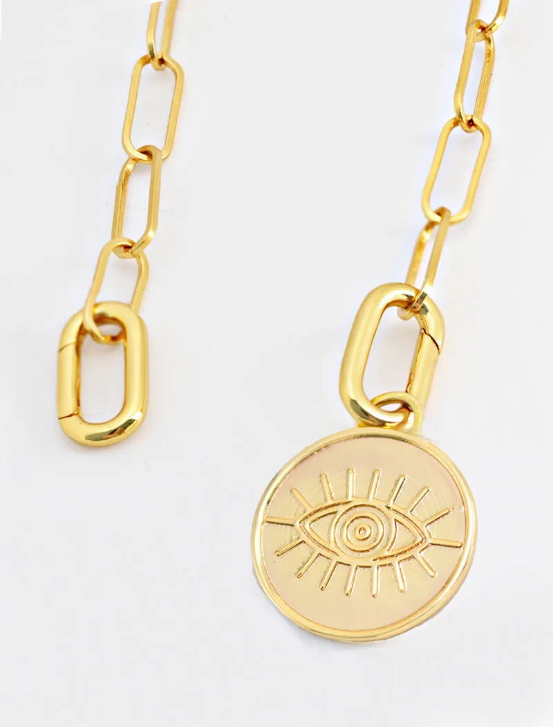 EVIL EYE Charm Coin Pendant Necklace