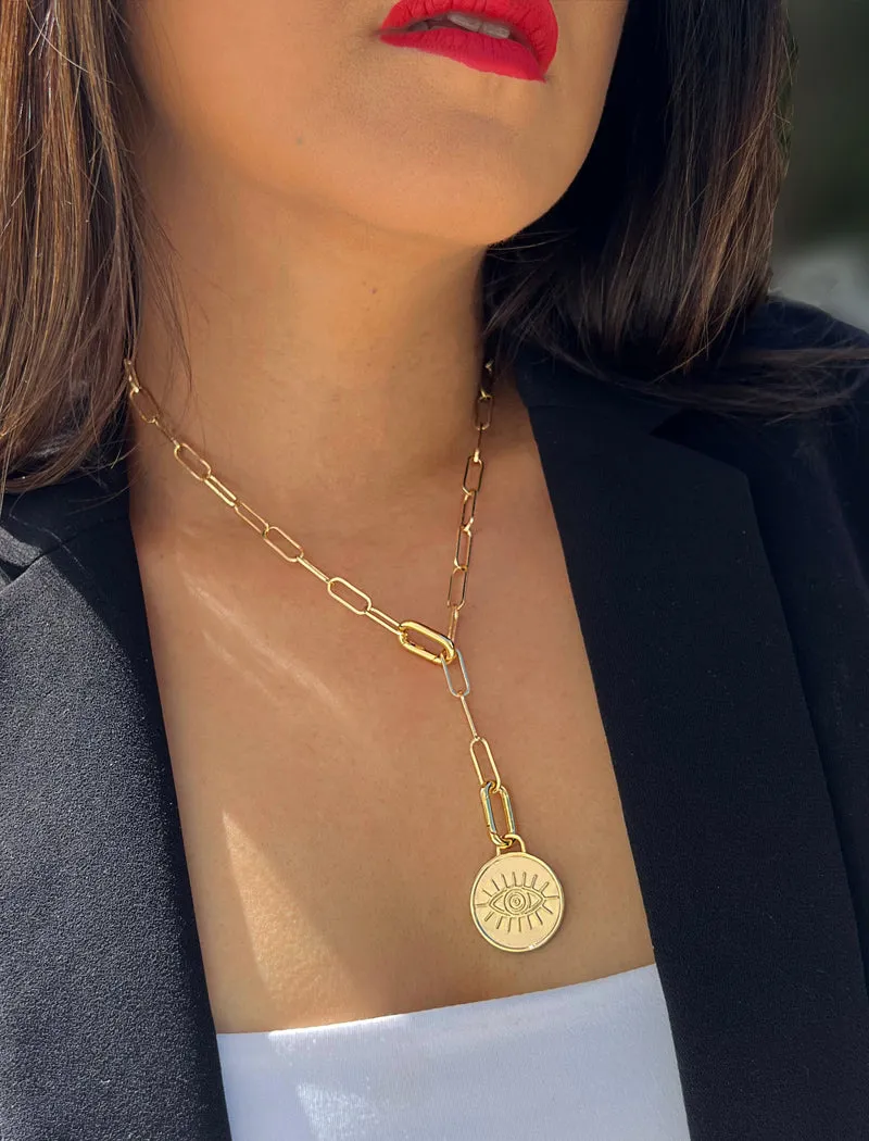 EVIL EYE Charm Coin Pendant Necklace