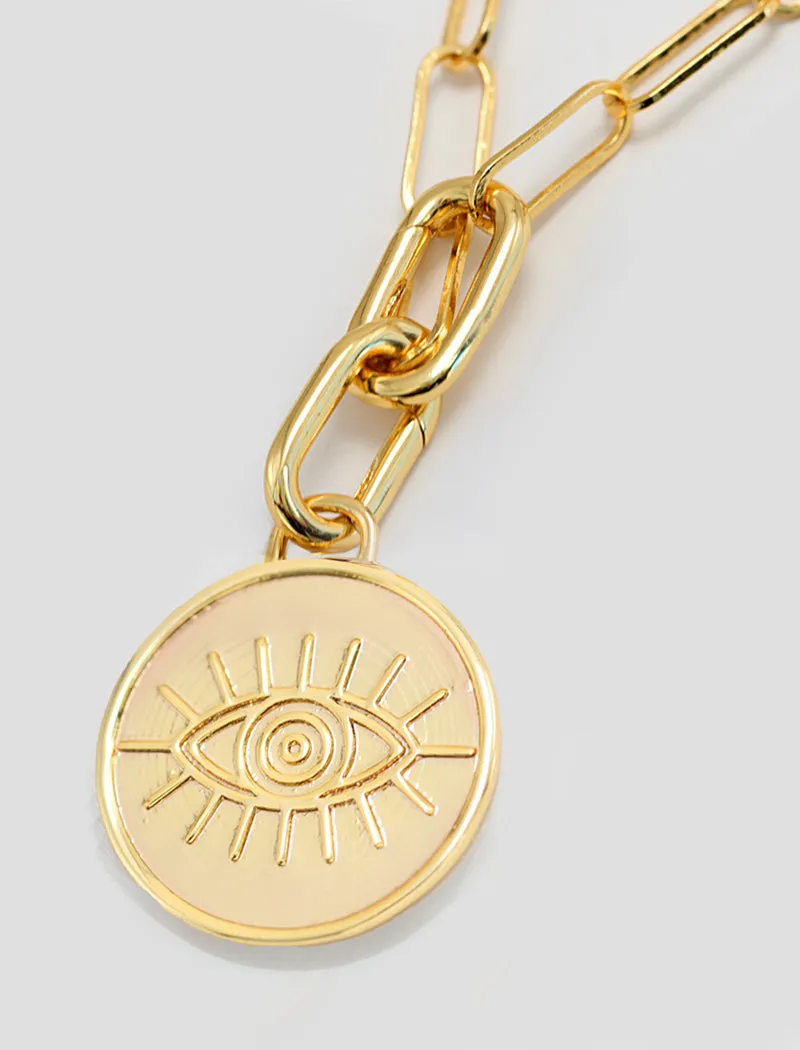 EVIL EYE Charm Coin Pendant Necklace