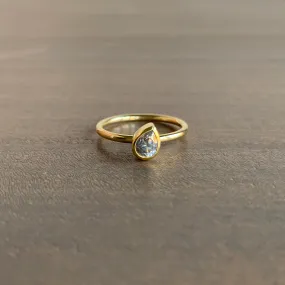 Fancy Grey Diamond Teardrop Offset Ring