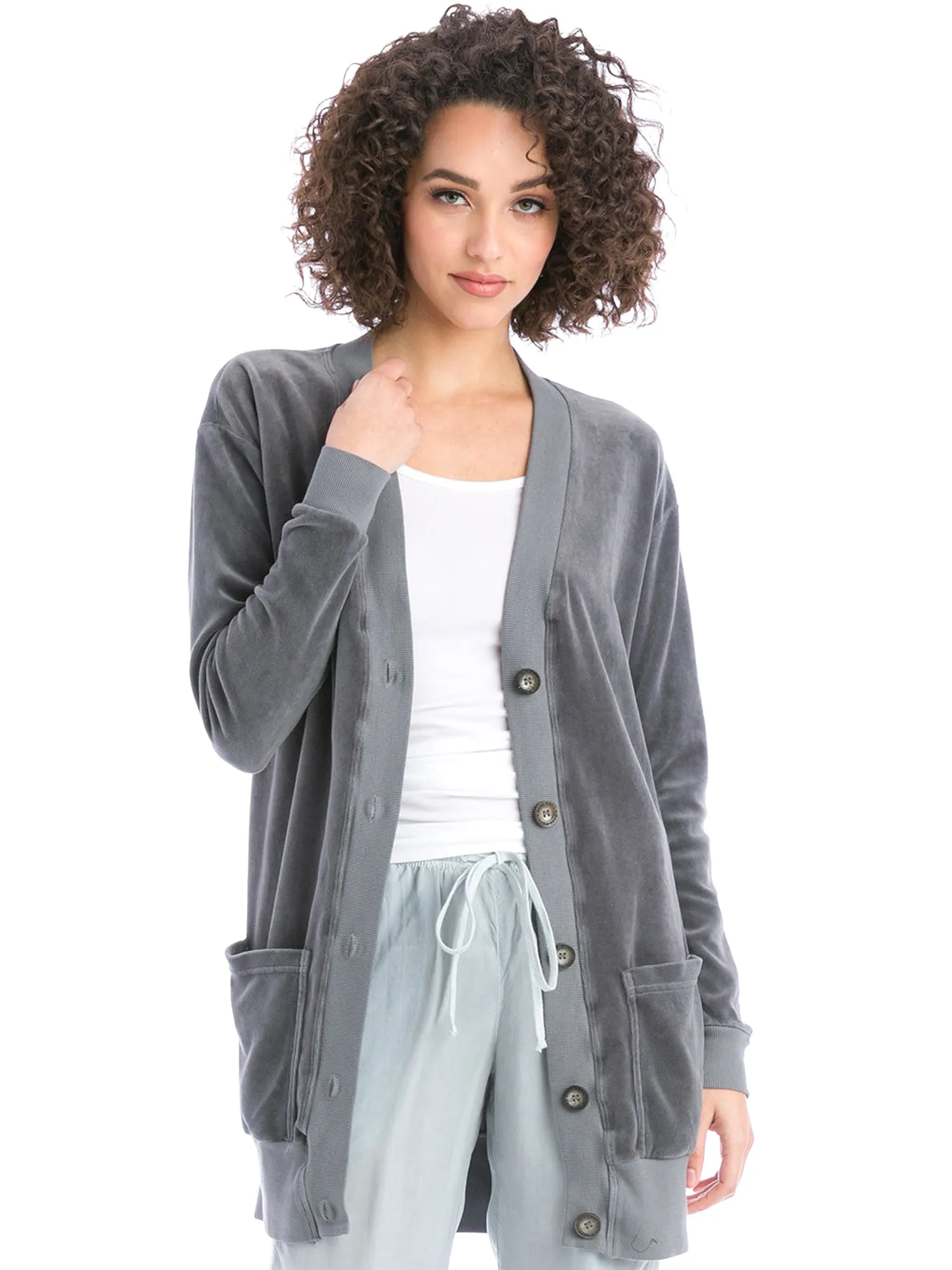 Hard Tail Velour Long Cardigan V-183