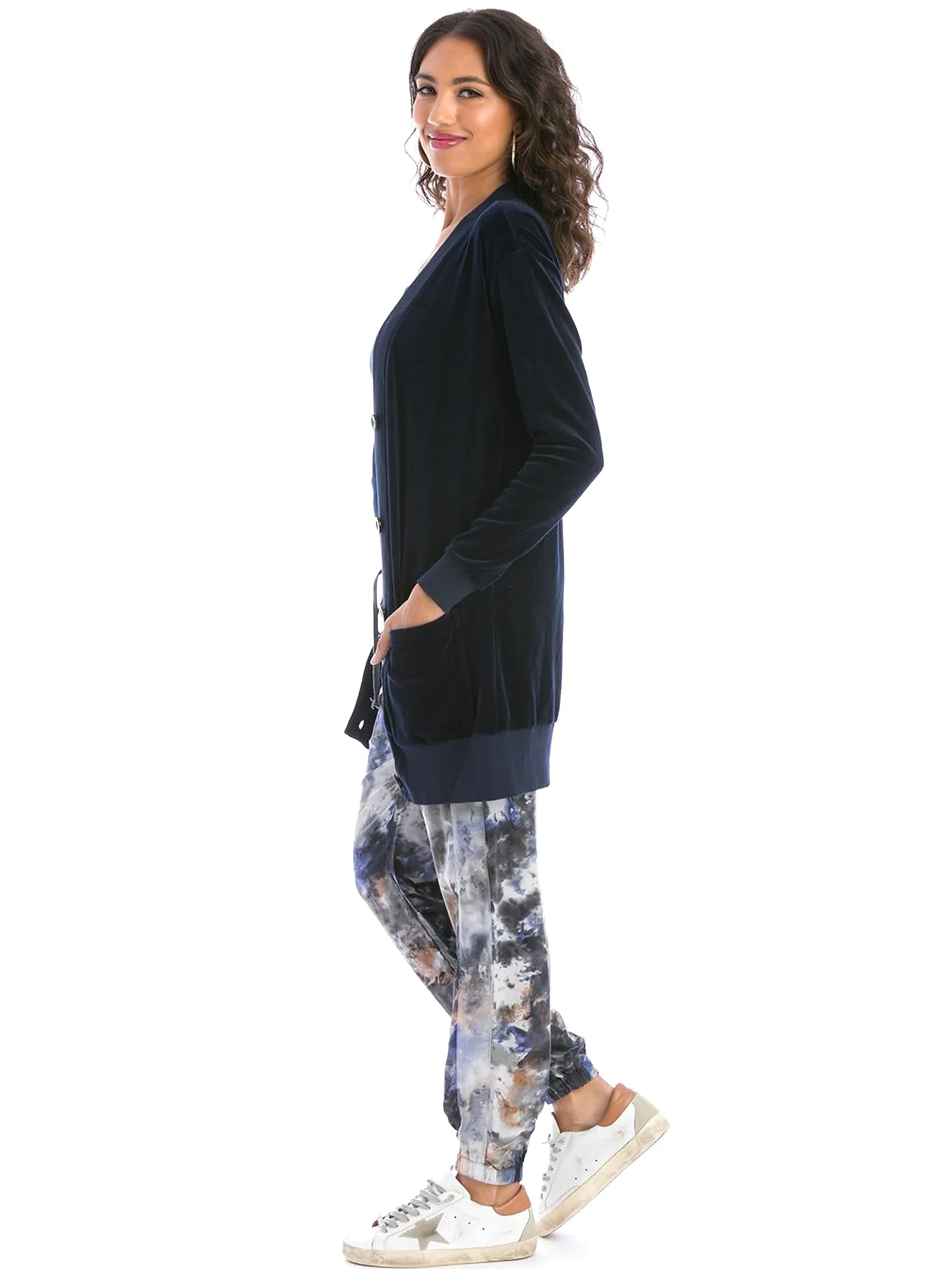 Hard Tail Velour Long Cardigan V-183