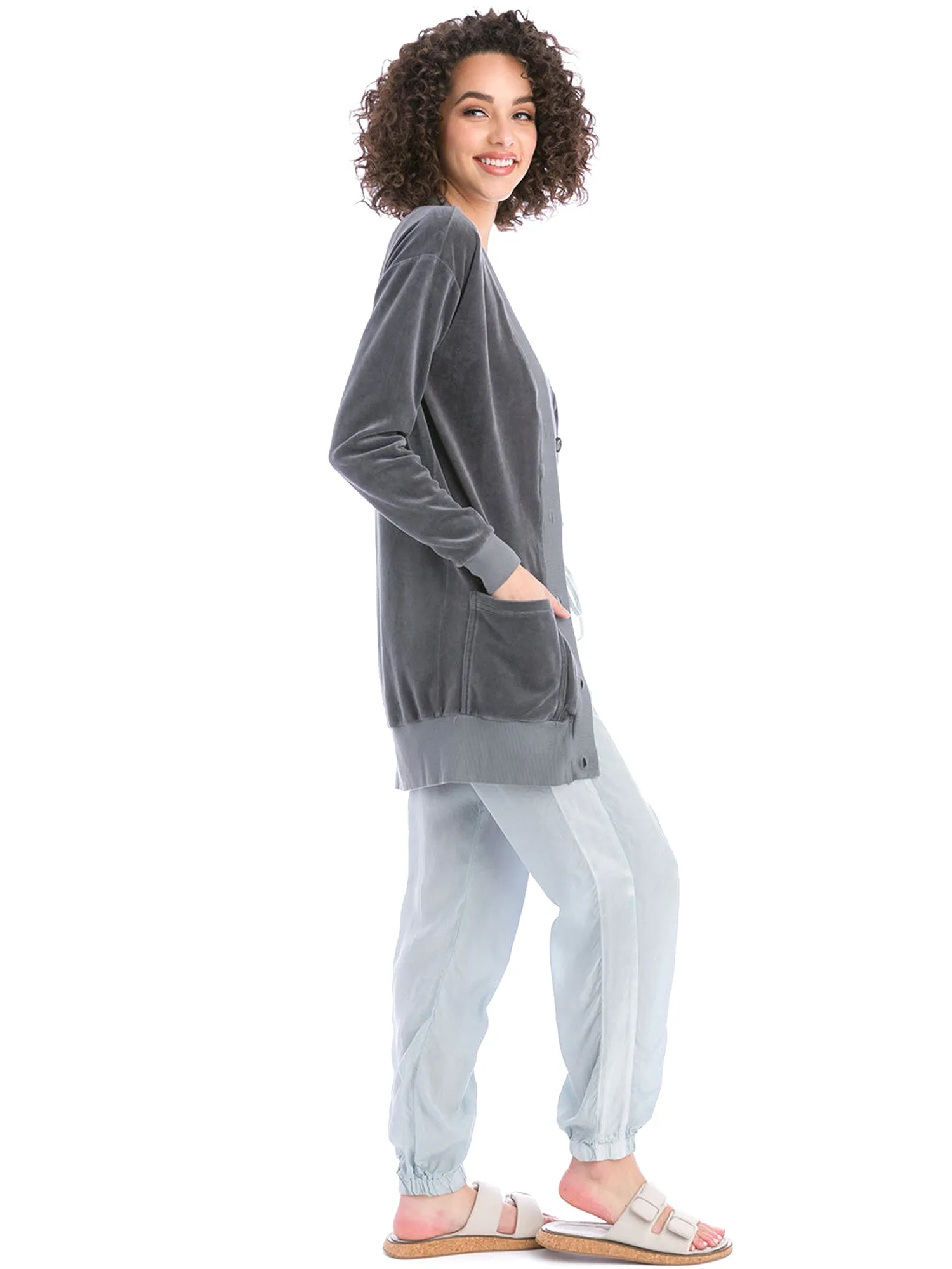 Hard Tail Velour Long Cardigan V-183