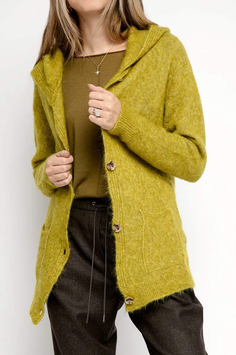 Hooded Cardigan in Cactus