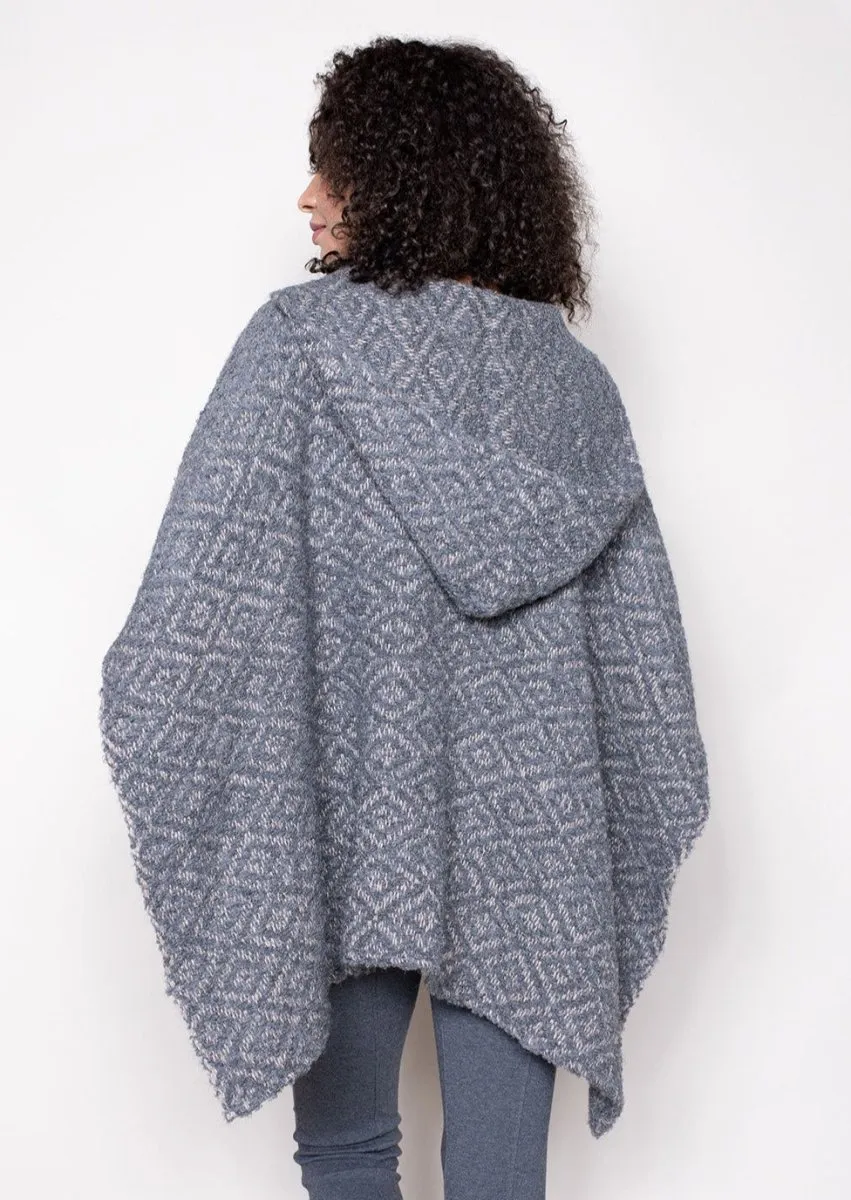 Hooded Ruana in Black and White
