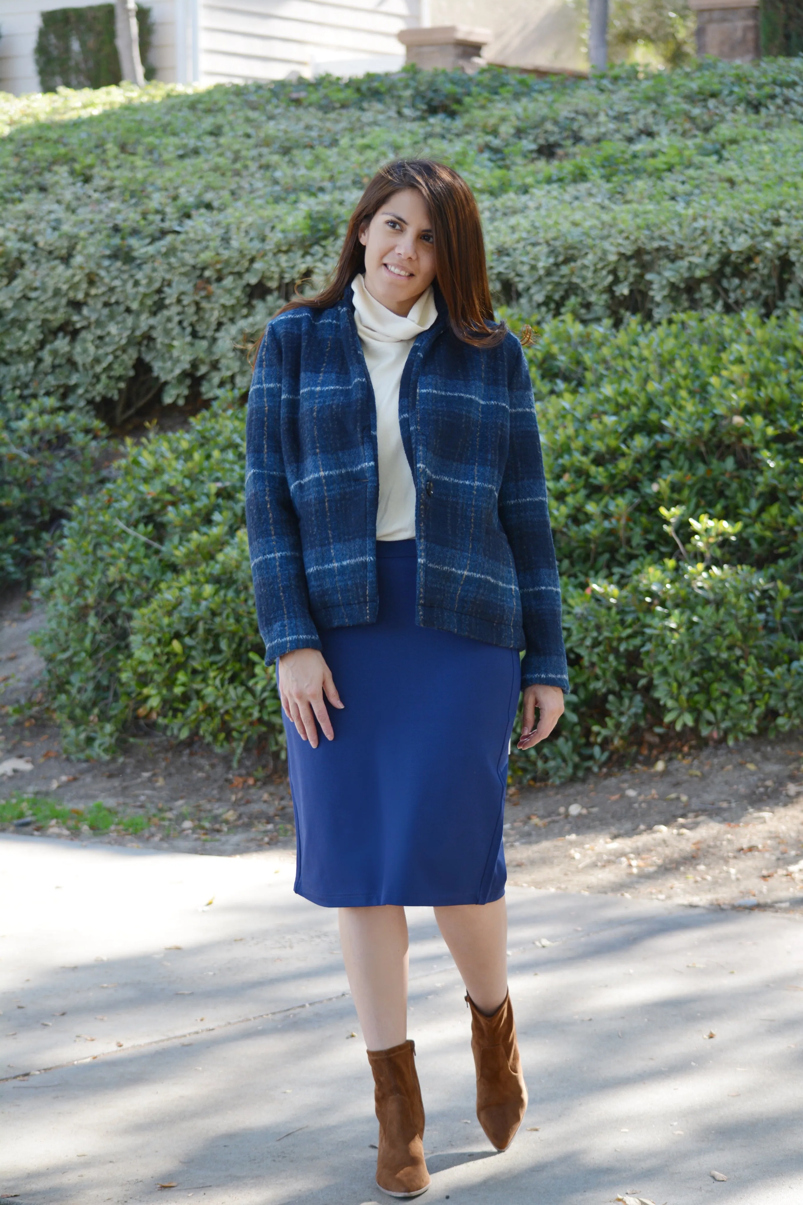 Jamee Navy Plaid Blazer Jacket