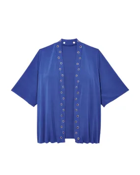 Jenny Grommet Detail Cardigan | Royal Blue / Gold