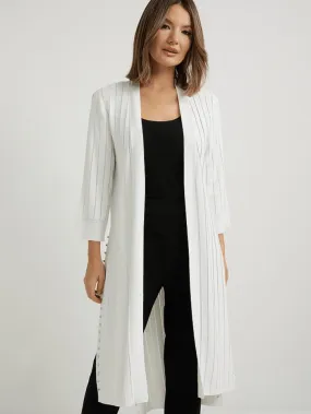 Joseph Ribkoff White Long Ribbed Studded Cardigan 222929